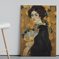 DAMA CON UN FAN Gustav Klimt poster de arte mural