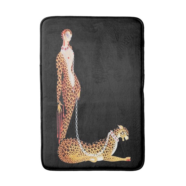 Dama con una Alfombra de Baño de Leopardo (Frente vertical)