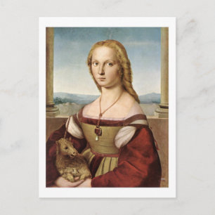 Dama con una postal de Unicornio