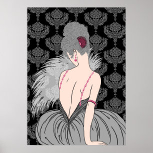 Dama de Arte Deco con Damasco - BIANCA: Grises de