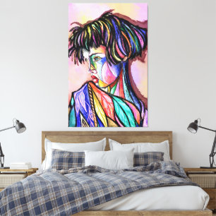 Dama de Arte Pintado en Impresión de Lienzo