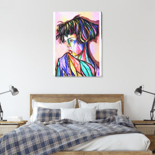 Dama de Arte Pintado en Impresión de Lienzo