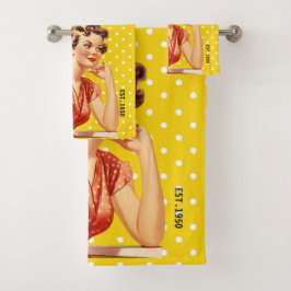 Dama de bonito en 1950 Amarillo Vintage colorido