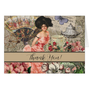 Dama de café mujer victoriana rosa vestido rico