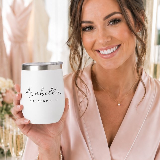 Dama de honor | Despedida de soltera con letra min (Personalized bridesmaid wine tumbler by Guava for proposal boxes and wedding mornings)