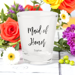Dama de honor vaso de chupito de boda negro blanco