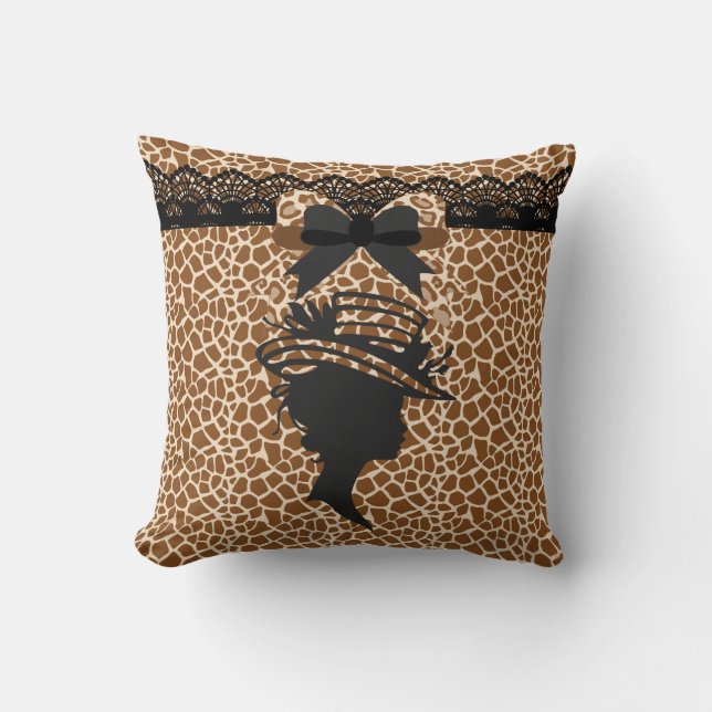 Dama de impresión animal con Cojín decorativo cuad (Anverso)