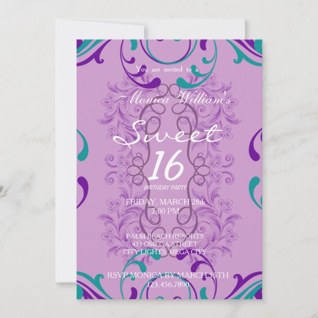 Dama de invitación a la fiesta de cumpleaños de 16 (Anverso)