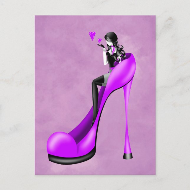 Dama de moda en Stiletto  Tarjeta postal (Anverso)