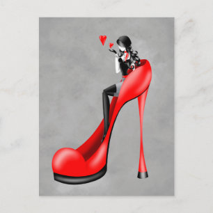 Dama de moda en Stiletto Tarjeta postal