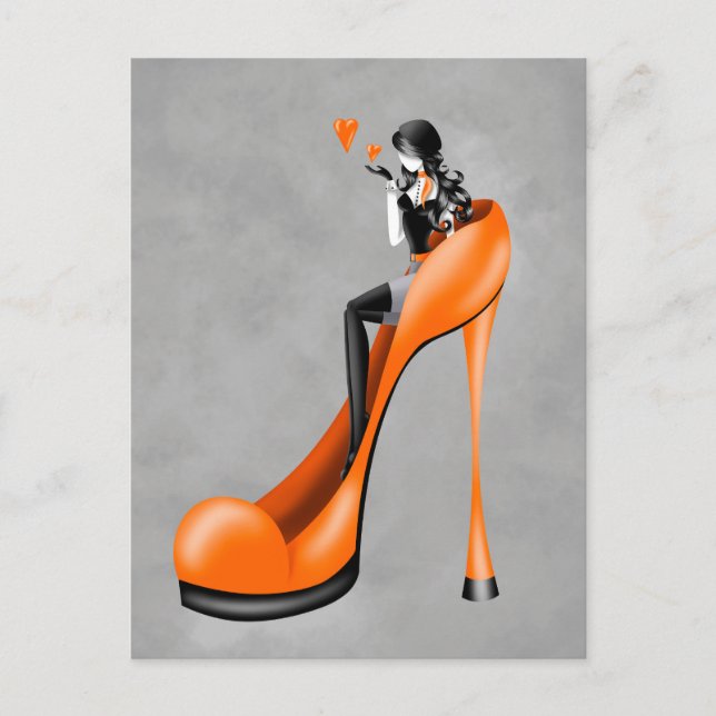 Dama de moda en Stiletto  Tarjeta postal (Anverso)