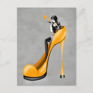 Dama de moda en tacones de aguja Tarjeta postal