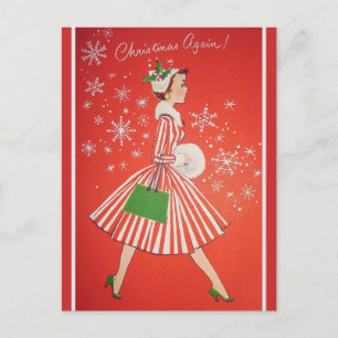 Dama de moda vintage de Navidad de nuevo de los añ