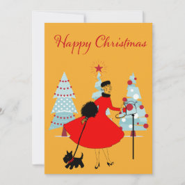 Dama de Navidad de 1950 con territorio escocés