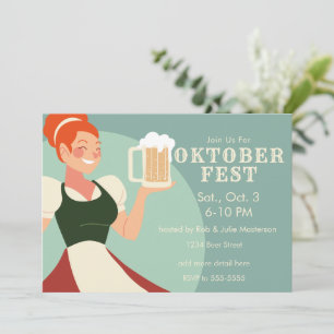 Dama de Oktoberfest con invitación a la cerveza