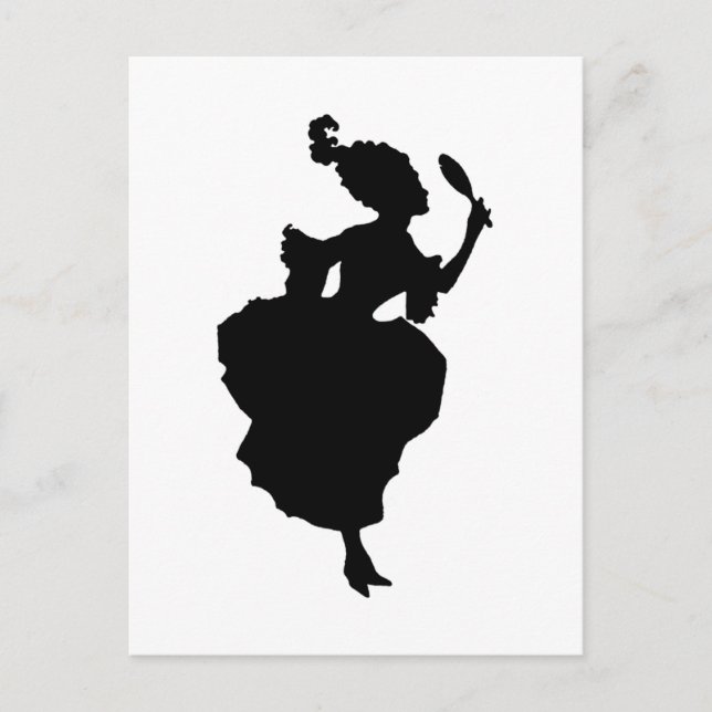 Dama de silueta con postal espejo (Anverso)