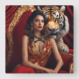 Dama de tigres en un reloj