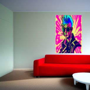 Dama del ciberpunk del punk Poster de arte de IA