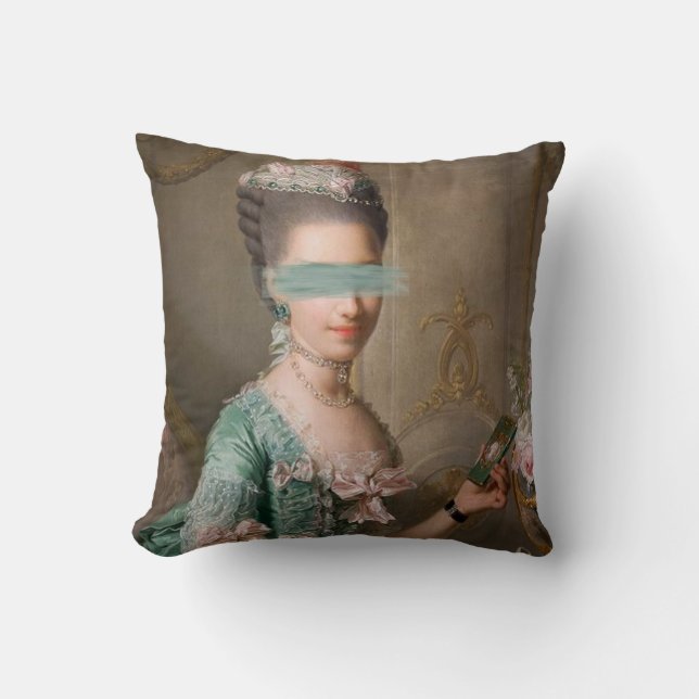 Dama en azul, arte alterado, Cojín decorativo (Anverso)