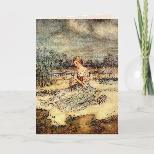 DAMA EN EL CAMPO BLANCO TARJETA DE TODA OCASIÓN (Anverso)