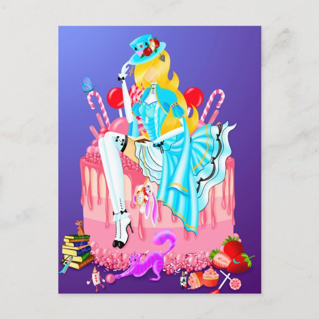 Dama en postal de pastel de cumpleaños (Anverso)