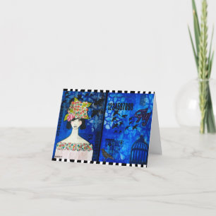 Dama en un Gorra con tarjeta de felicitación de me