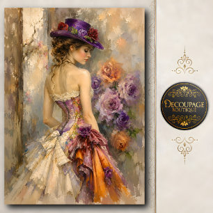 Dama Floral Victoriana en Papel de Seda de Sombrer