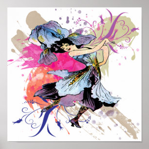 Dama Hada Bailando Iris Arte Abstracto Vintage