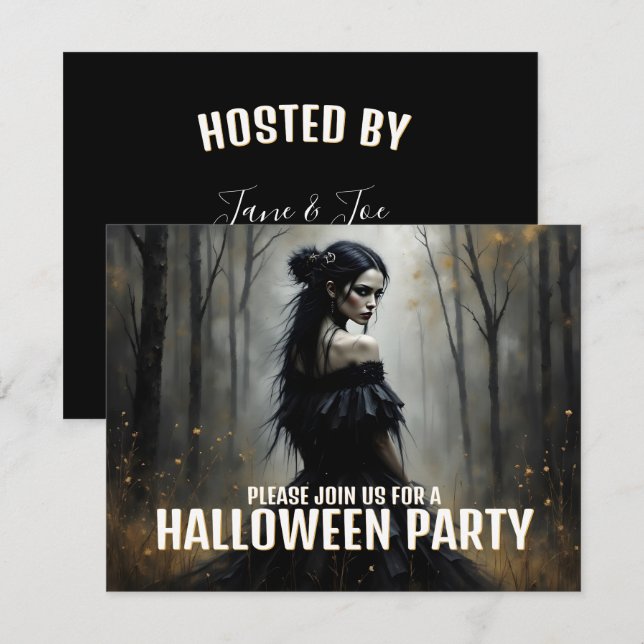 Dama Mística en el Oscuro Bosque de Halloween (Anverso / Reverso)
