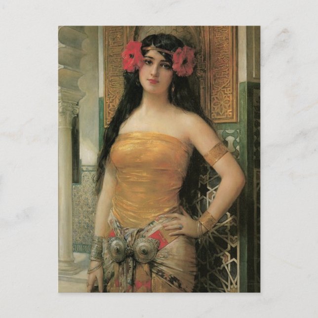 Dama Oriental Tarjeta Postal Antigua (Anverso)