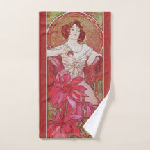 Dama Rubí Vintage Rojo Art Nouveau Alphonse Mucha