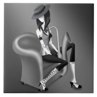 Dama Saxofonista - Baldosa Decorativa Inspirada en