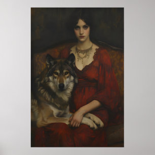 Dama Victoriana con Arte de Lobo Imprimible, Gótic
