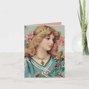 Dama victoriana con flores rosas en el pelo