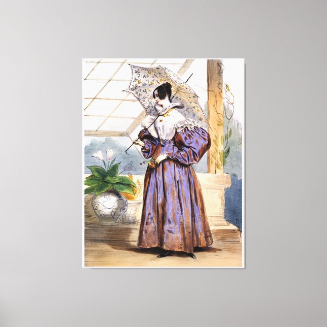 Dama victoriana con Parasol - Elegante arte de jar (Anverso)