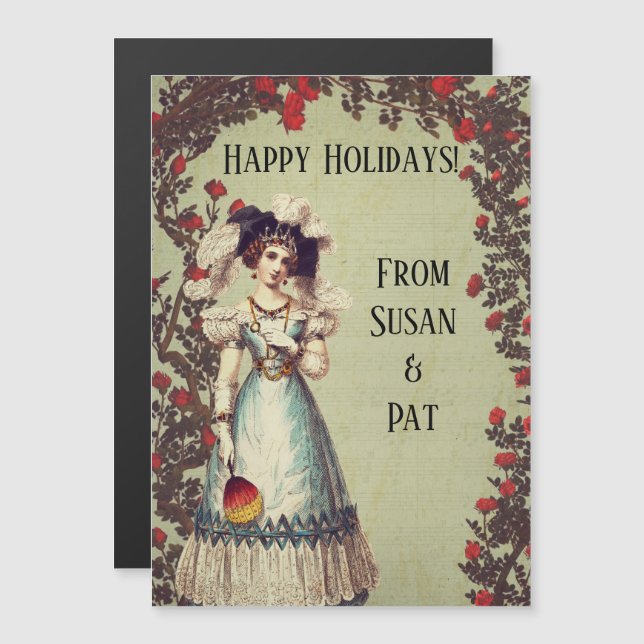 Dama victoriana en el jardín de la rosa roja con v (Anverso/Reverso)