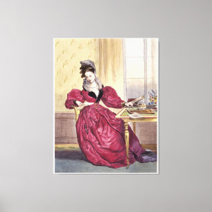 Dama victoriana en rojo - Elegante impresión de ar
