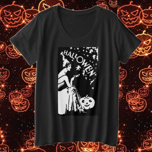 Dama vintage de Halloween con máscara Jack-O’-Lan