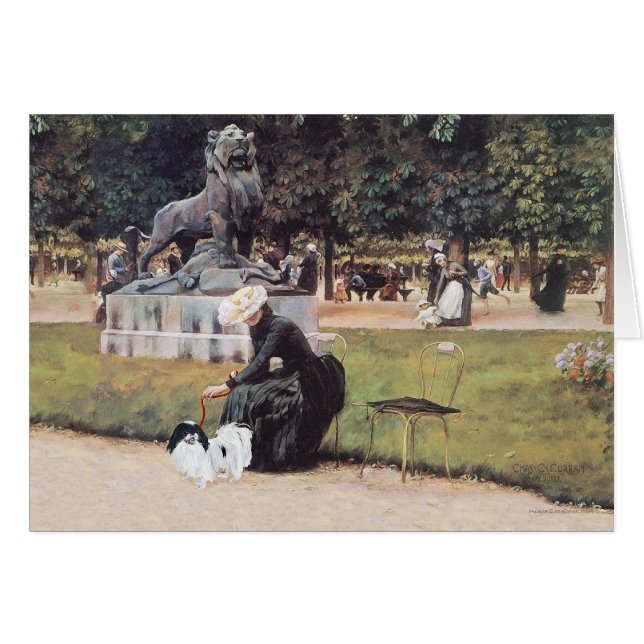 Dama y Chin japonés en el parque (Anverso (Horizontal))