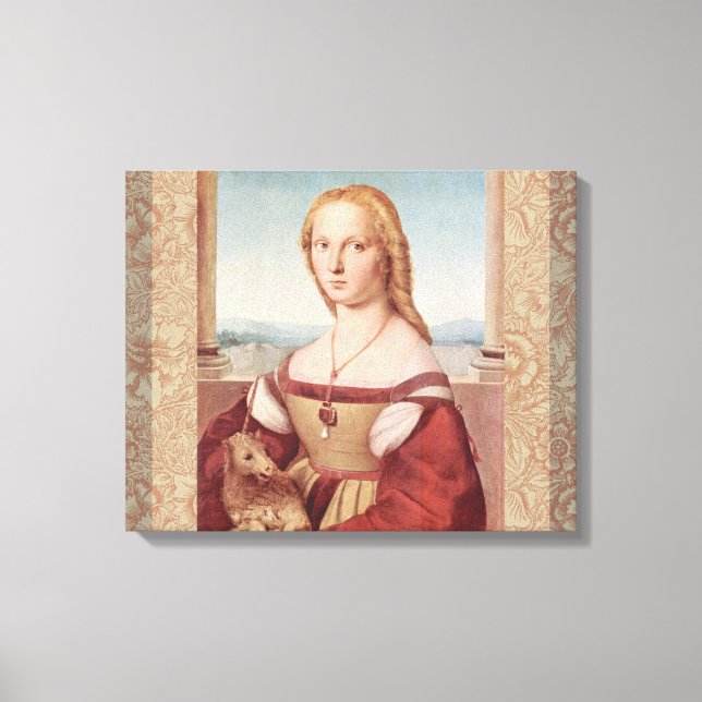 Dama y el unicornio arte clásico de Raphael (Anverso)