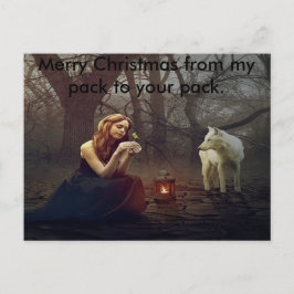 Dama y lobo alegres tarjetas de Navidad