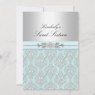 Damas azul y blanco dulces 16 Invitaciones