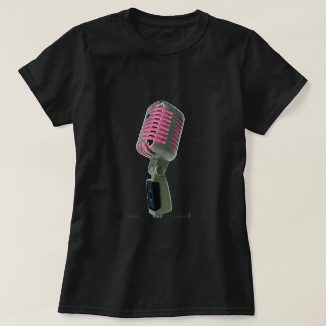 Damas - Camiseta De Micrófono Rosa (Diseño del anverso)