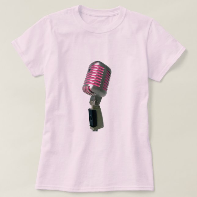 Damas - Camiseta De Micrófono Rosa (Diseño del anverso)