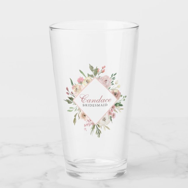 Damas de Honor Elegantes Flores Rosadas Personaliz (Anverso)