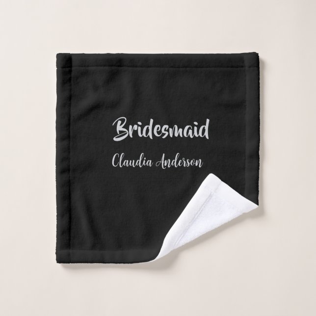 Damas de honor nombre boda plata negro  (Toallita)