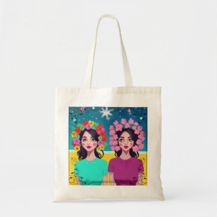 Damas de la bolsa de tote en flor