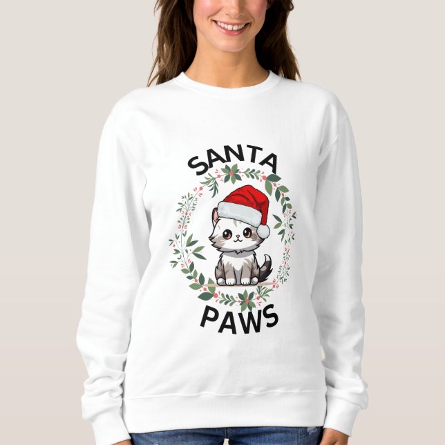 Damas de los sudaderas de los navidades - Gato de  (Anverso)