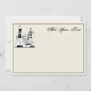 Damas de moda Art Déco en la tarjeta de notas de p