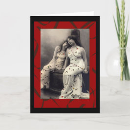 Damas de pelo largo con tarjetas de notas victoria